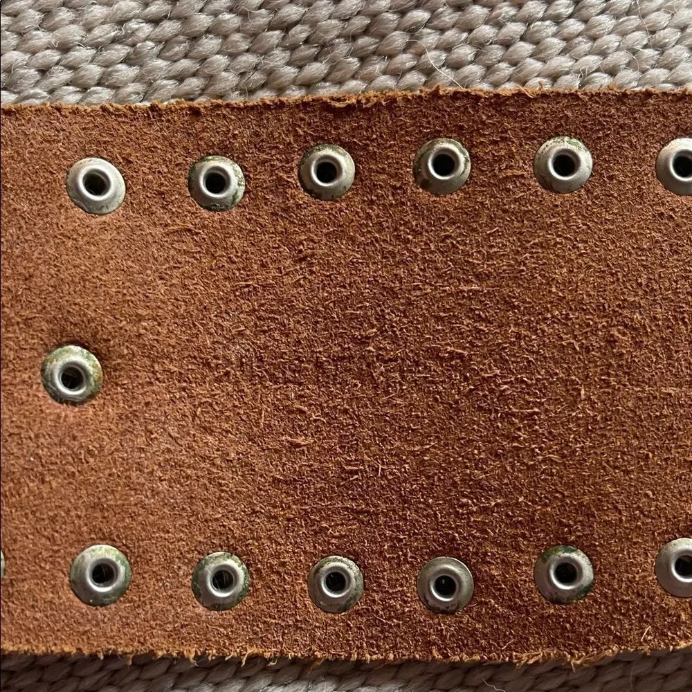 Ralph Lauren Brown Leather Belt with Silver Accents